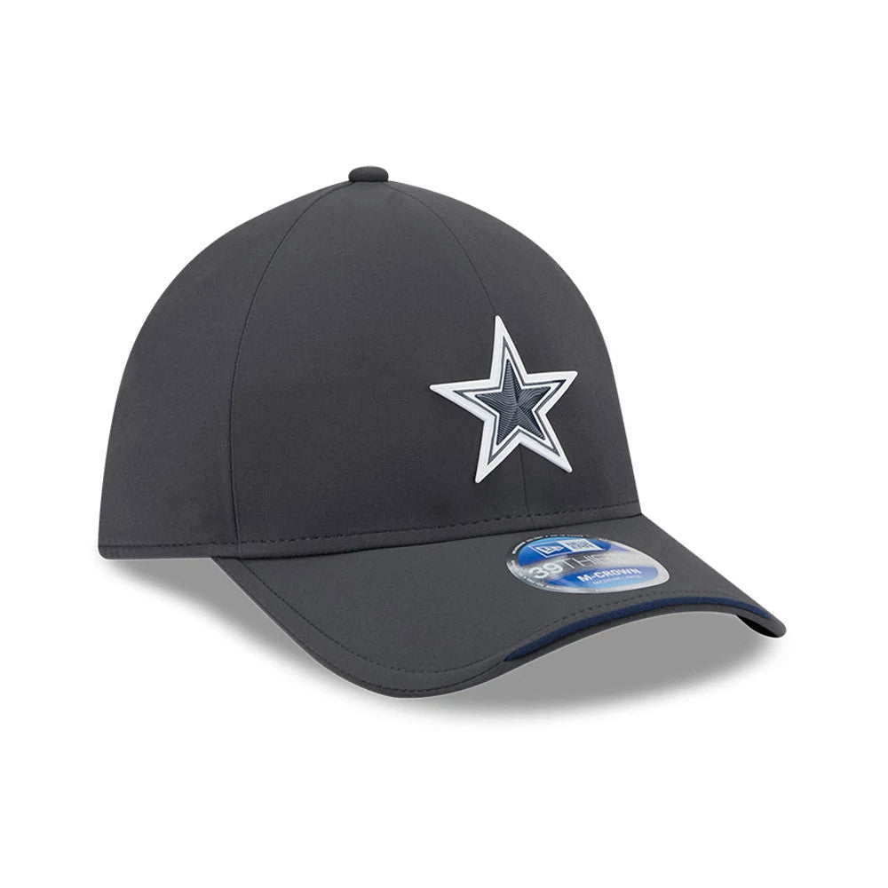 Pictured is this NFL Sideline 2026 Dallas Cowboys 39THIRTY M-Crown Stretch Fit cap in charcoal. 3