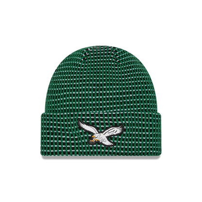 Pictured is this NFL Sideline 2026 Philadelphia Eagles Cuff Knit Beanie Hat in Green. 1