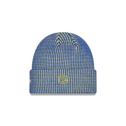 Pictured is this NFL Sideline 2026 LA Rams Cuff Knit Beanie Hat in blue. 3