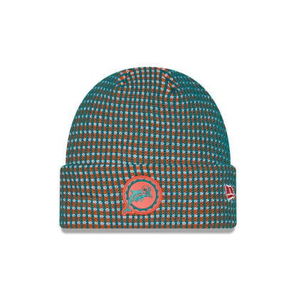 Pictured is this NFL Sideline 2026 Miami Dolphins Cuff Knit Beanie Hat in Orange. 1