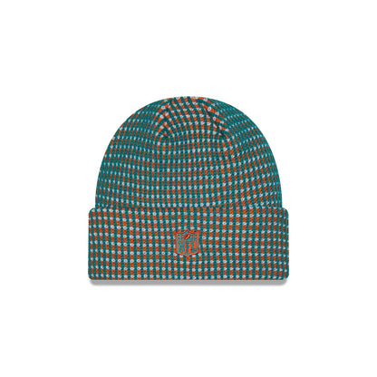 Pictured is this NFL Sideline 2026 Miami Dolphins Cuff Knit Beanie Hat in Orange. 3