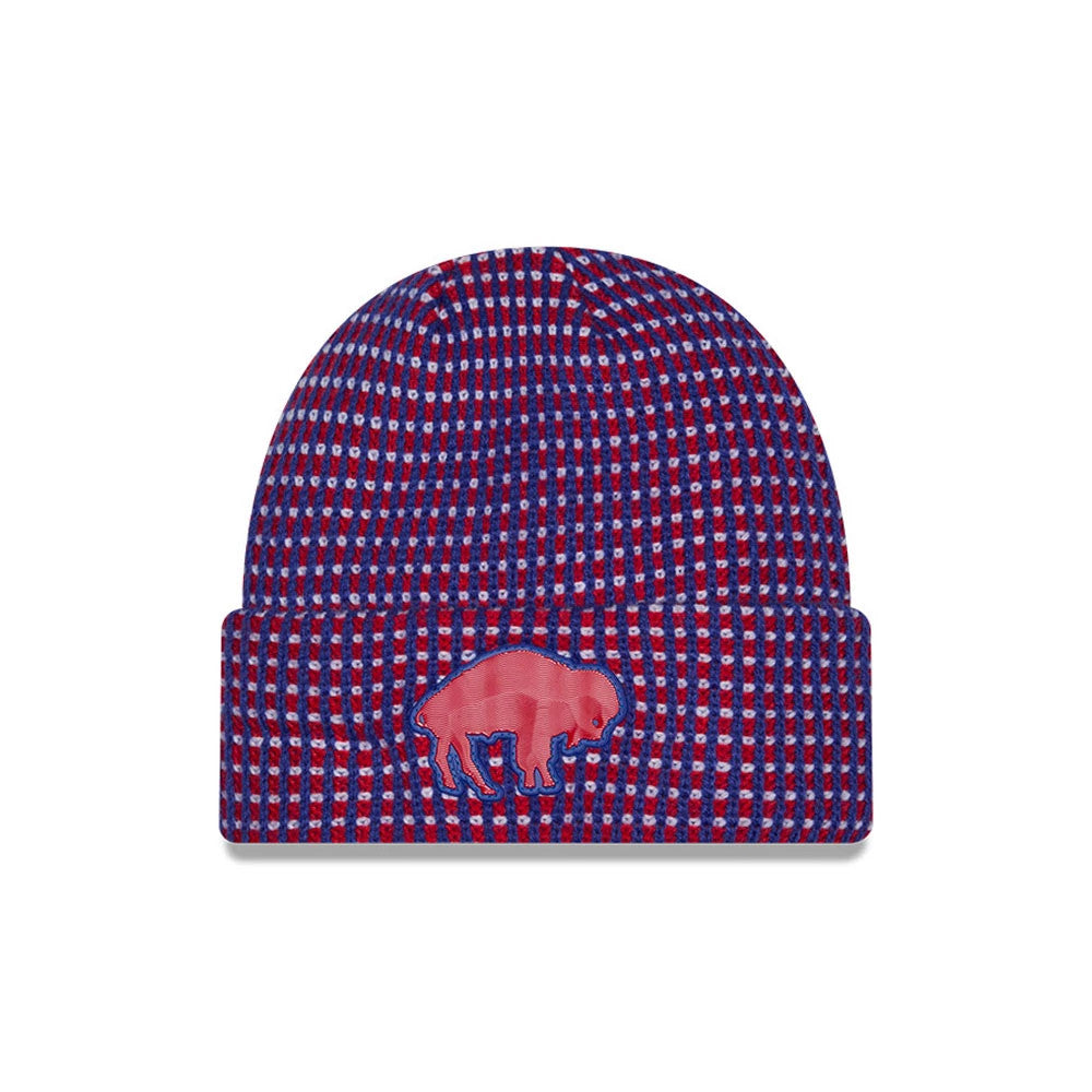 Pictured is this NFL Sideline 2026 Buffalo Bills Cuff Knit Beanie Hat in blue. 1