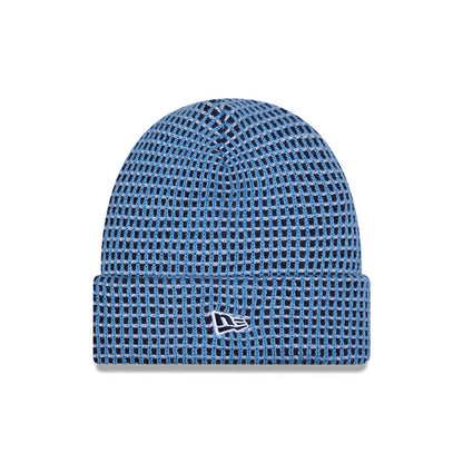 Pictured is this NFL Sideline 2026 Tennessee Titans Cuff Knit Beanie Hat in blue and black. 2