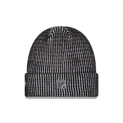 Pictured is this NFL Sideline 2026 Las Vegas Raiders Cuff Knit Beanie Hat in black. 3