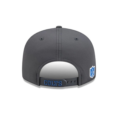 Pictured is this NFL Sideline 2026 Indianapolis Colts 9FIFTY Snapback cap in charcoal. 5