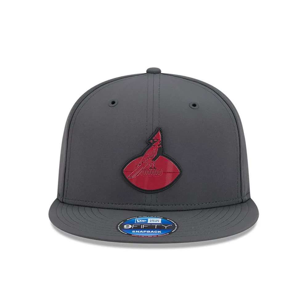 Pictured is this NFL Sideline 2026 Arizona Cardinals 9FIFTY Snapback cap in charcoal. 3