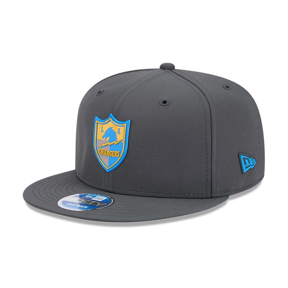 Pictured is this NFL Sideline 2026 LA Chargers 9FIFTY Snapback cap in charcoal. 1