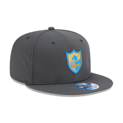 Pictured is this NFL Sideline 2026 LA Chargers 9FIFTY Snapback cap in charcoal. 4