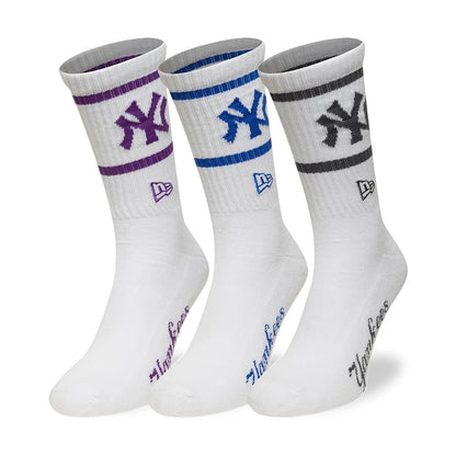 Pictured is this MLB New York Yankees 3 Pack Crew Socks in white. 1