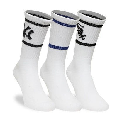 Pictured is this MLB Multi Team 3 Pack Crew Socks in white. 2