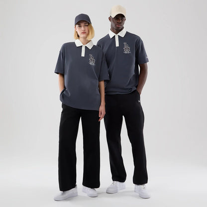 The model is wearing this MLB LA Dodgers Polo T-Shirt in grey. 1