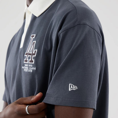 The model is wearing this MLB LA Dodgers Polo T-Shirt in grey. 7