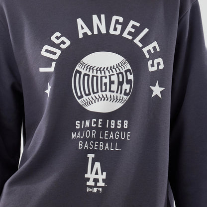 The model is wearing this MLB Graphic LA Dodgers Oversized Crew Neck Sweater in grey. 6