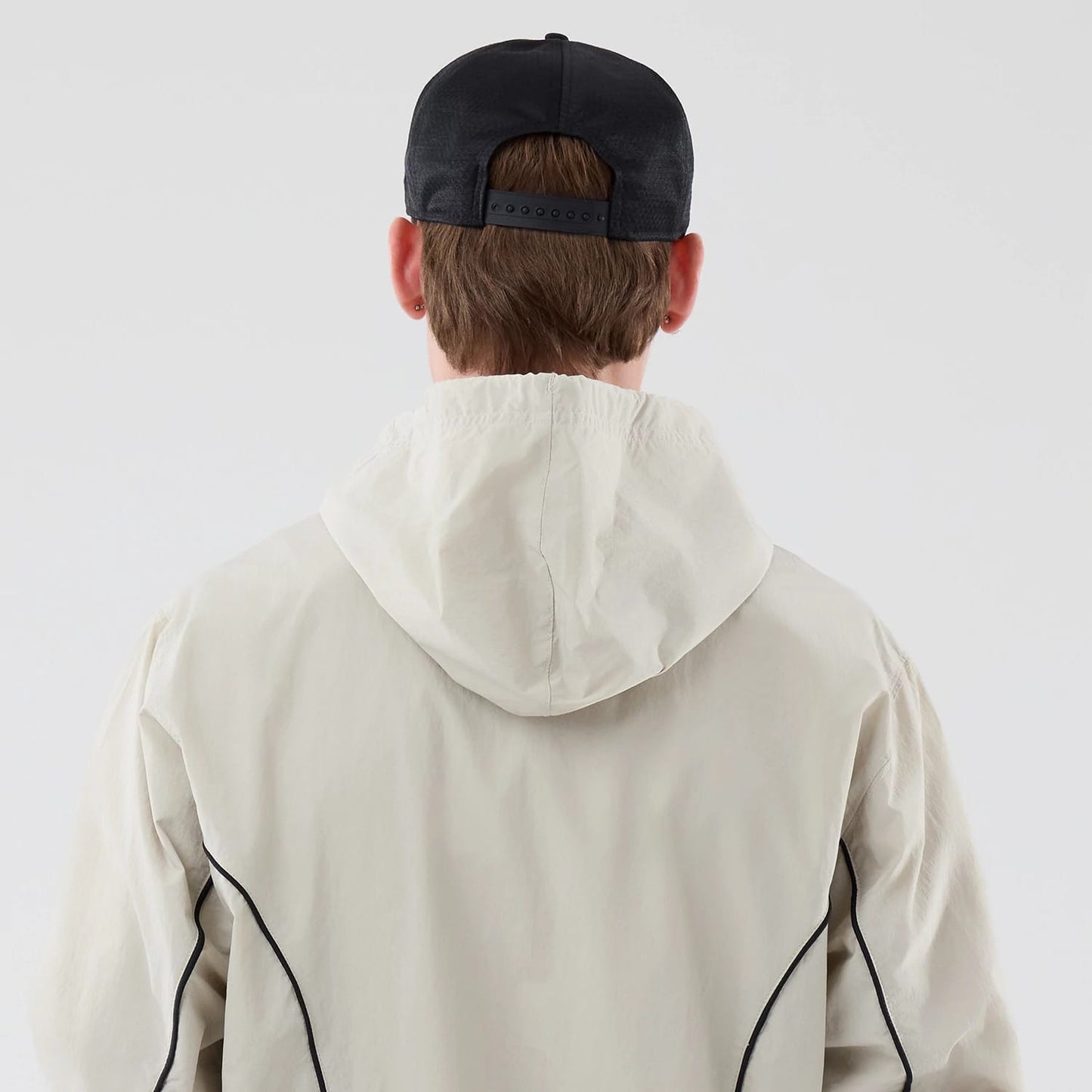 The model is wearing this MLB Piping New York Yankees Jacket in cream. 7