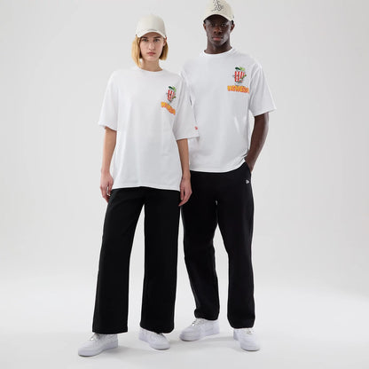 The model is wearing this New Era Food Graphic Oversized T-Shirt in white. 1