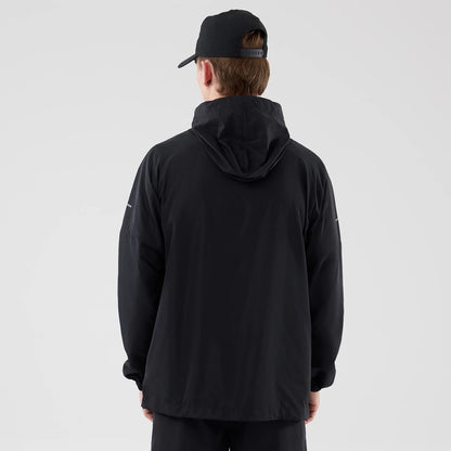 The model is wearing this MLB Core Plus Windbreaker New York Yankees Jacket in black. 2