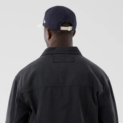 The model is wearing this MLB Stripe Denim New York Yankees Jacket in grey. 7