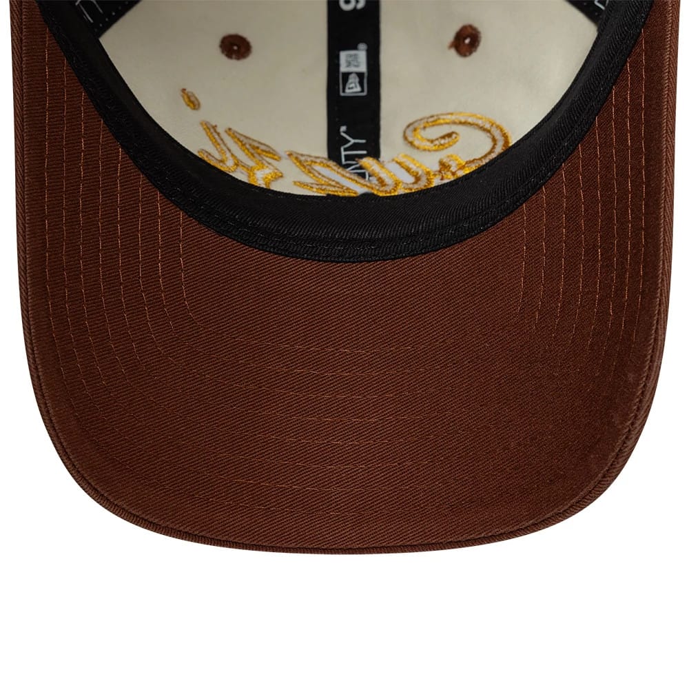 Pictured is this Moto Guzzi wordmark 9TWENTY cap in brown. 6