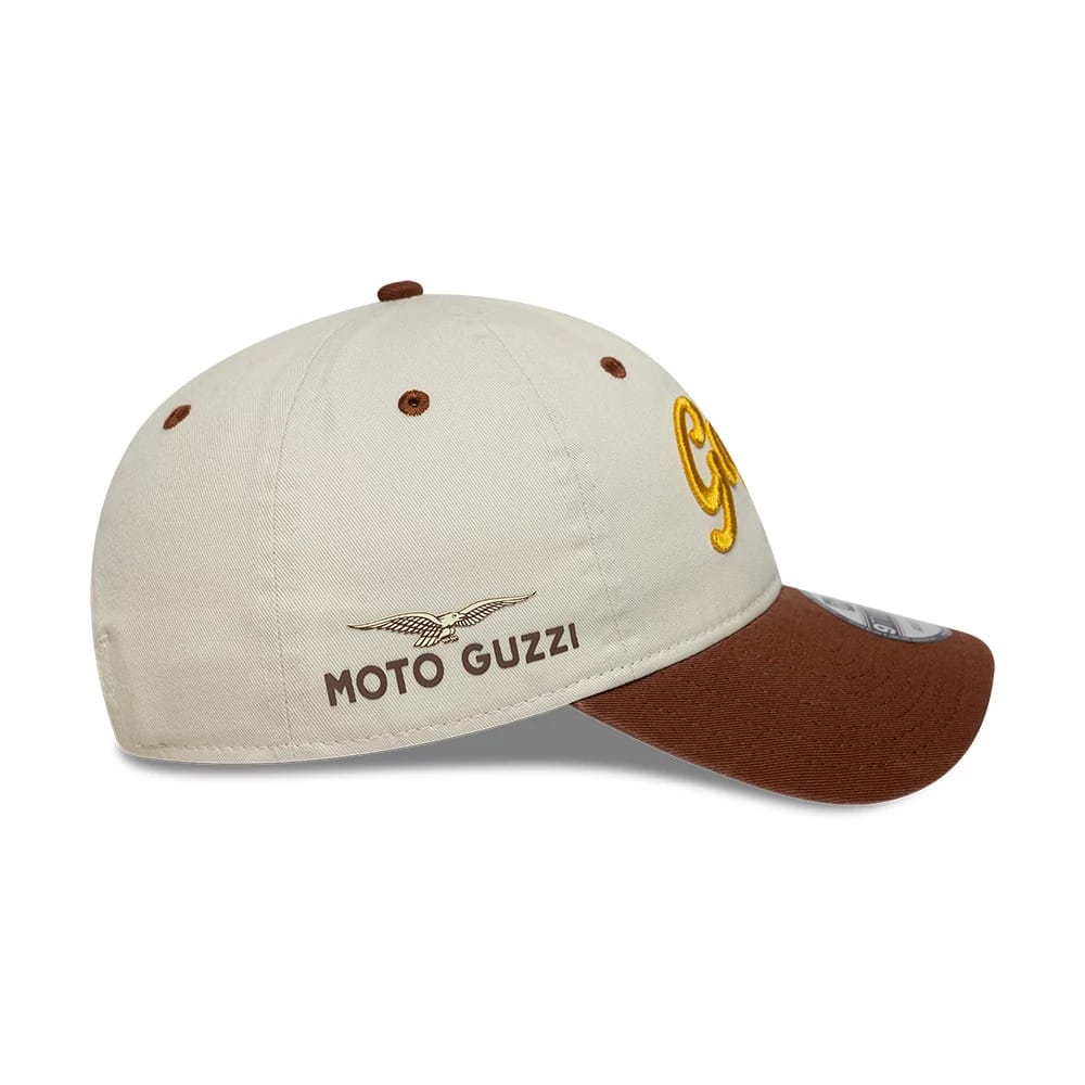 Pictured is this Moto Guzzi wordmark 9TWENTY cap in brown. 4