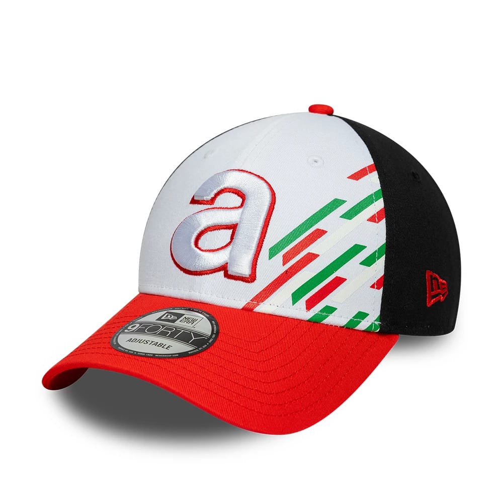 Pictured is this Aprilia Graphic 9FORTY cap in white & red. 1