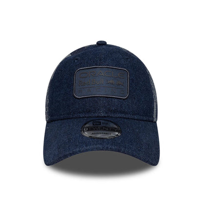 Pictured is this Red Bull Racing Patterned Denim 9TWENTY cap in dark blue. 2