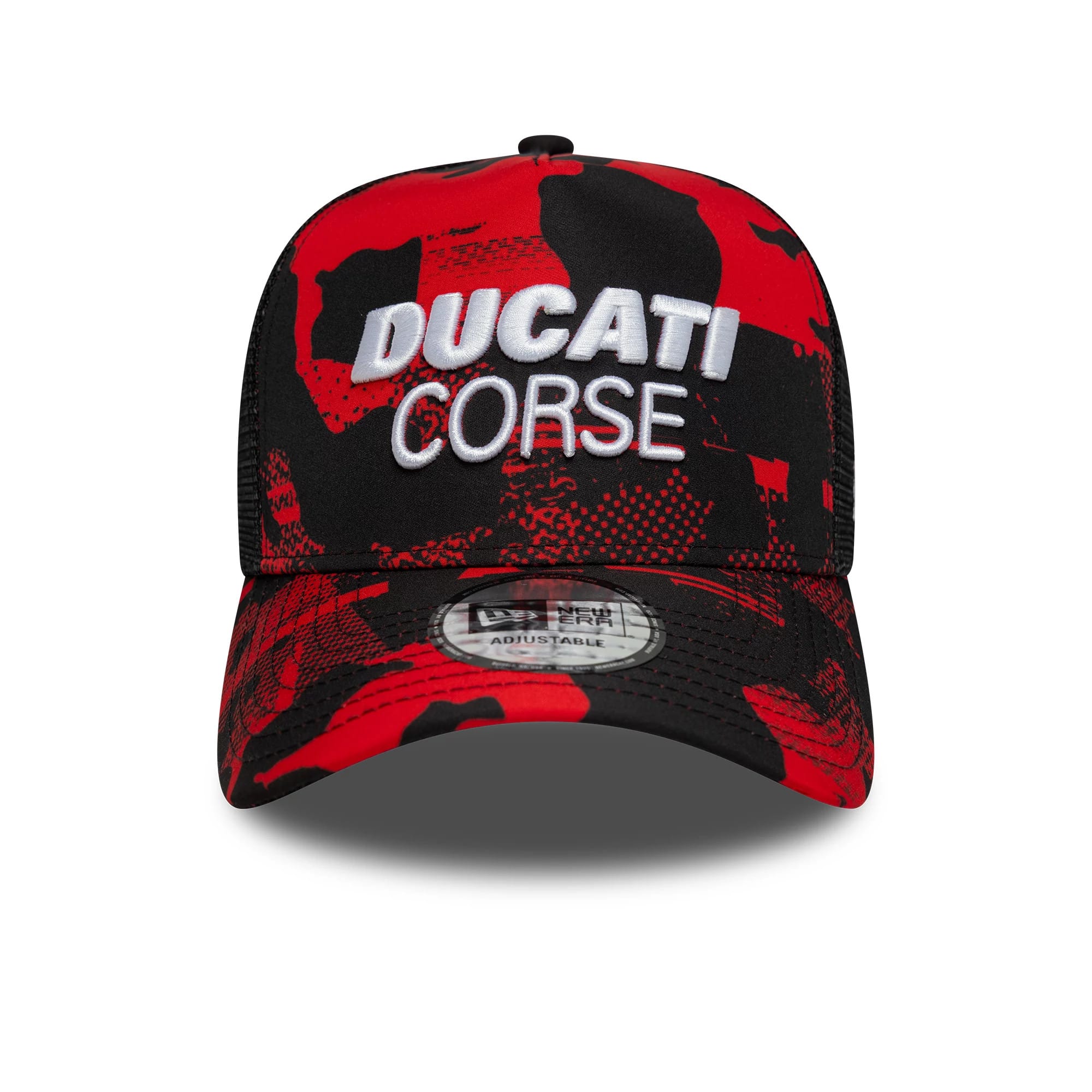 Pictured is this Ducati Motor Camo 9FORTY E-Frame Trucker cap in black. 2