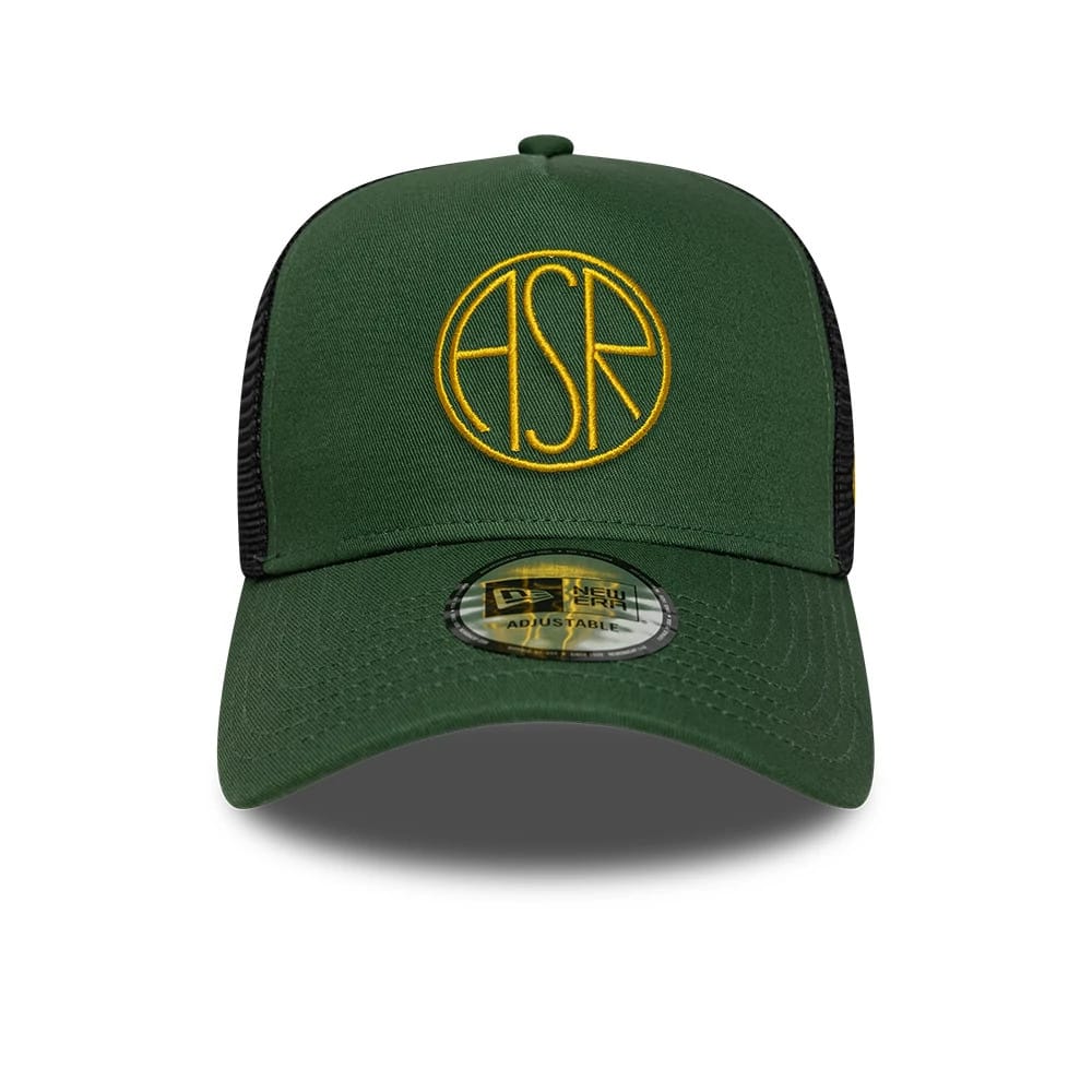 Pictured is this AS Roma 9FORTY E-Frame Trucker cap in dark green. 2