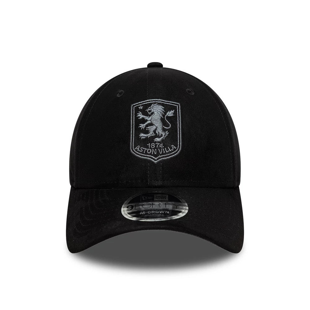 Pictured is this Aston Villa FC Faux Suede 9FORTY M-Crown cap in black. 2