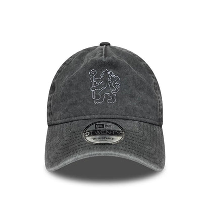Pictured is this Chelsea FC Washed 9TWENTY A-Frame cap in dark grey. 2