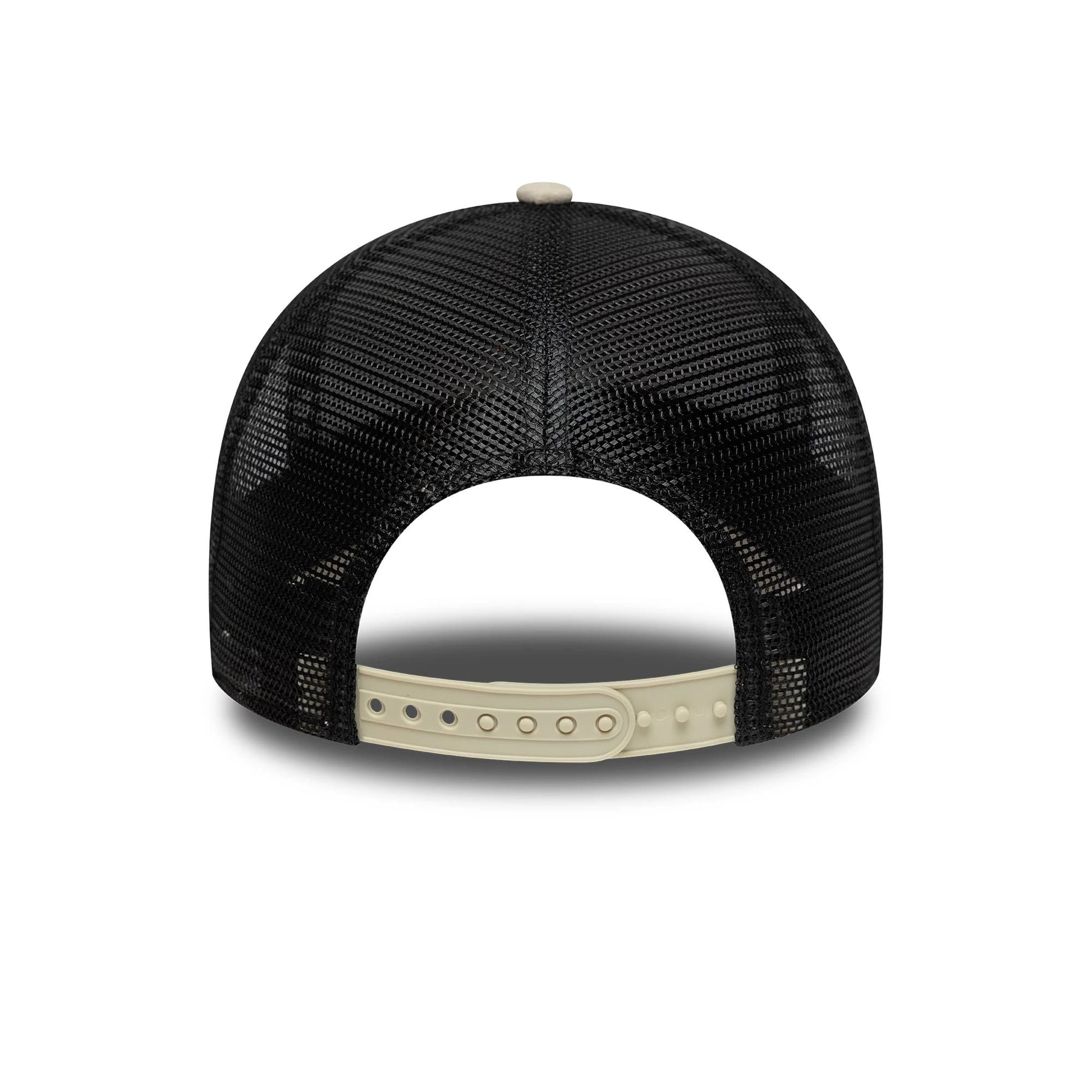 Pictured is this Newcastle United FC Faux Suede 9FORTY E-Frame Trucker cap in cream. 4