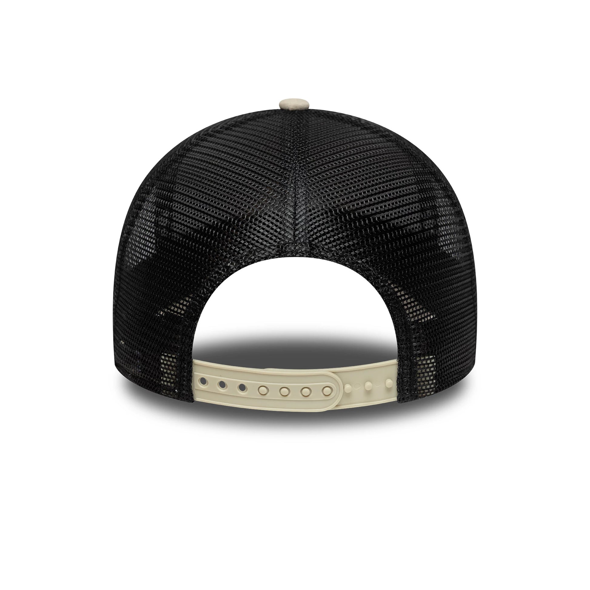 Pictured is this Newcastle United FC Faux Suede 9FORTY E-Frame Trucker cap in cream. 4