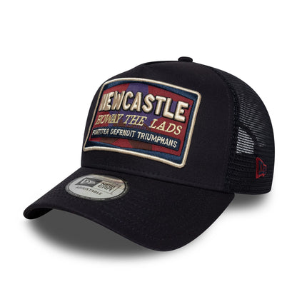 Pictured is this Newcastle United FC 9FORTY E-Frame Trucker cap in navy. 1