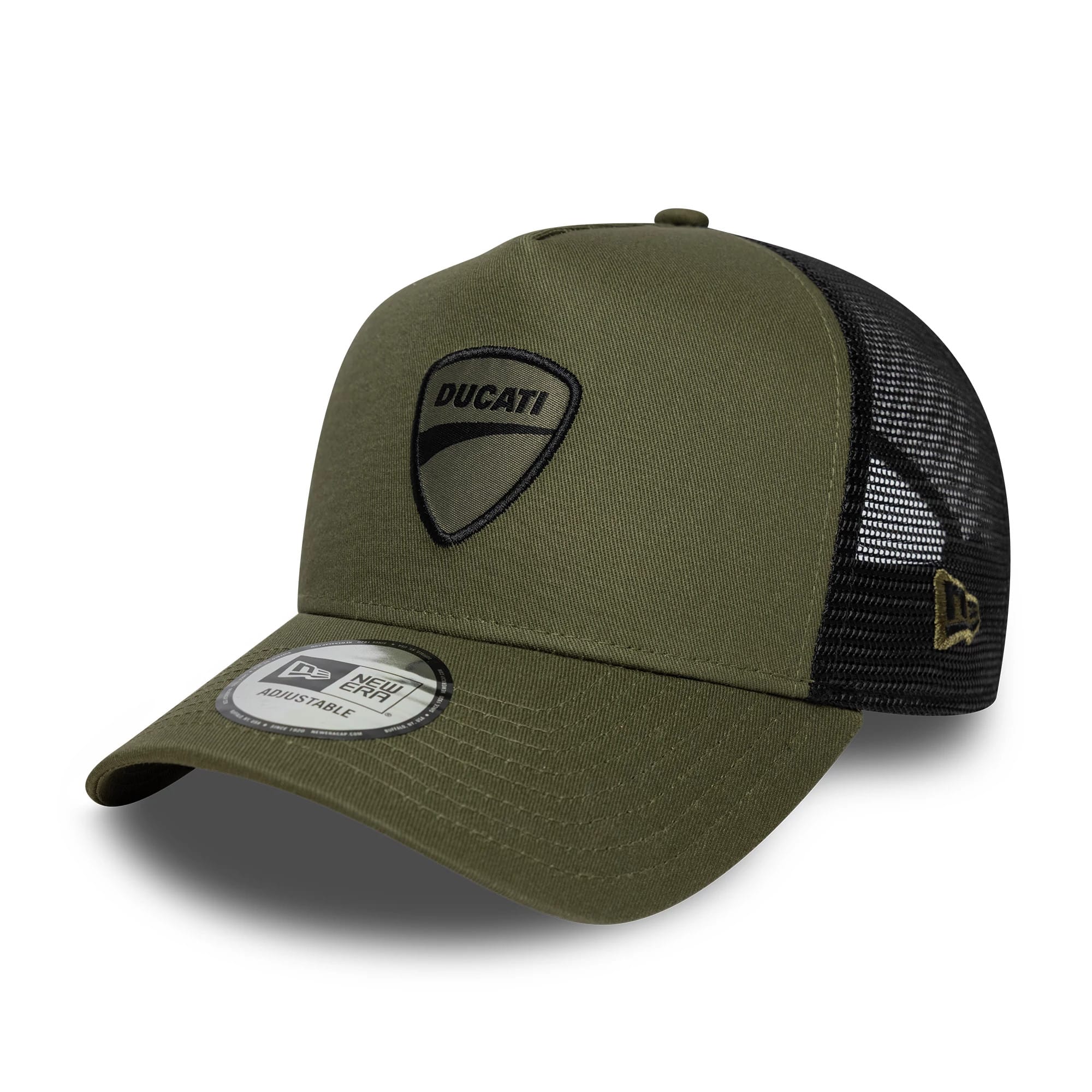 Pictured is this Ducati Motor Core 9FORTY E-Frame Trucker cap in green. 1