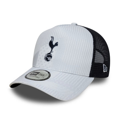 Pictured is this Tottenham Hotspur FC Pattern Knit 9FORTY E-Frame Trucker cap in white. 1