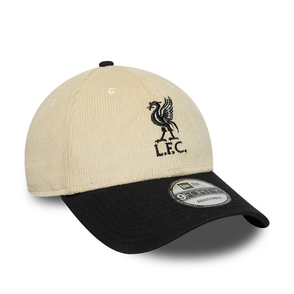 Pictured is this Liverpool FC Cord 9FORTY cap in cream & black. 3