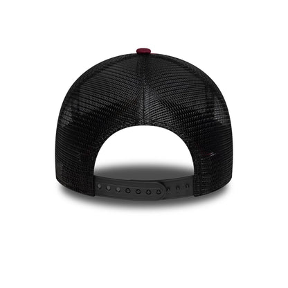 Pictured is this Visa Cash App Racing Bulls 9FORTY E-Frame Trucker cap in dark red. 4