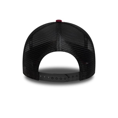 Pictured is this Visa Cash App Racing Bulls 9FORTY E-Frame Trucker cap in dark red. 4