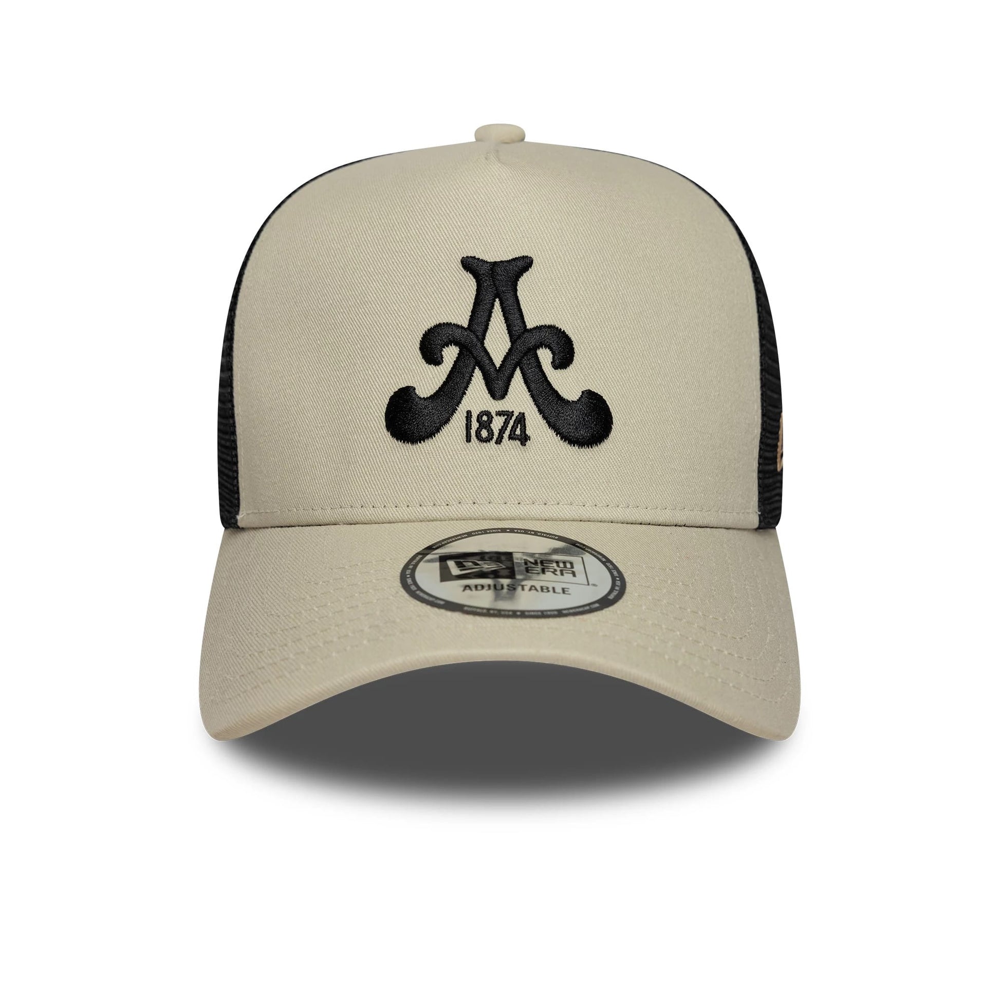 Pictured is this Aston Villa FC 9FORTY E-Frame Trucker cap in cream. 3