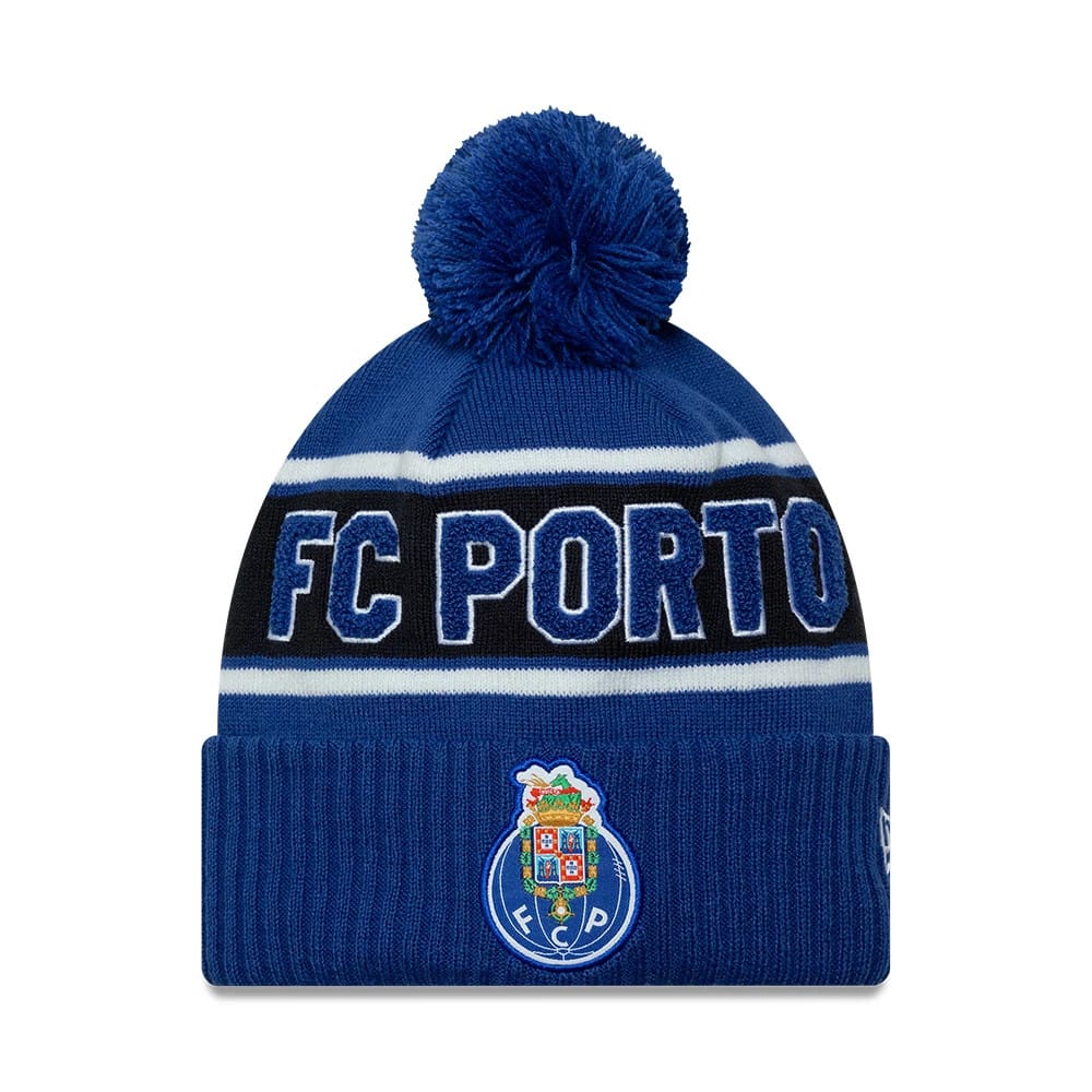 Pictured is this FC Porto Cuff Knit Beanie hat in blue. 1