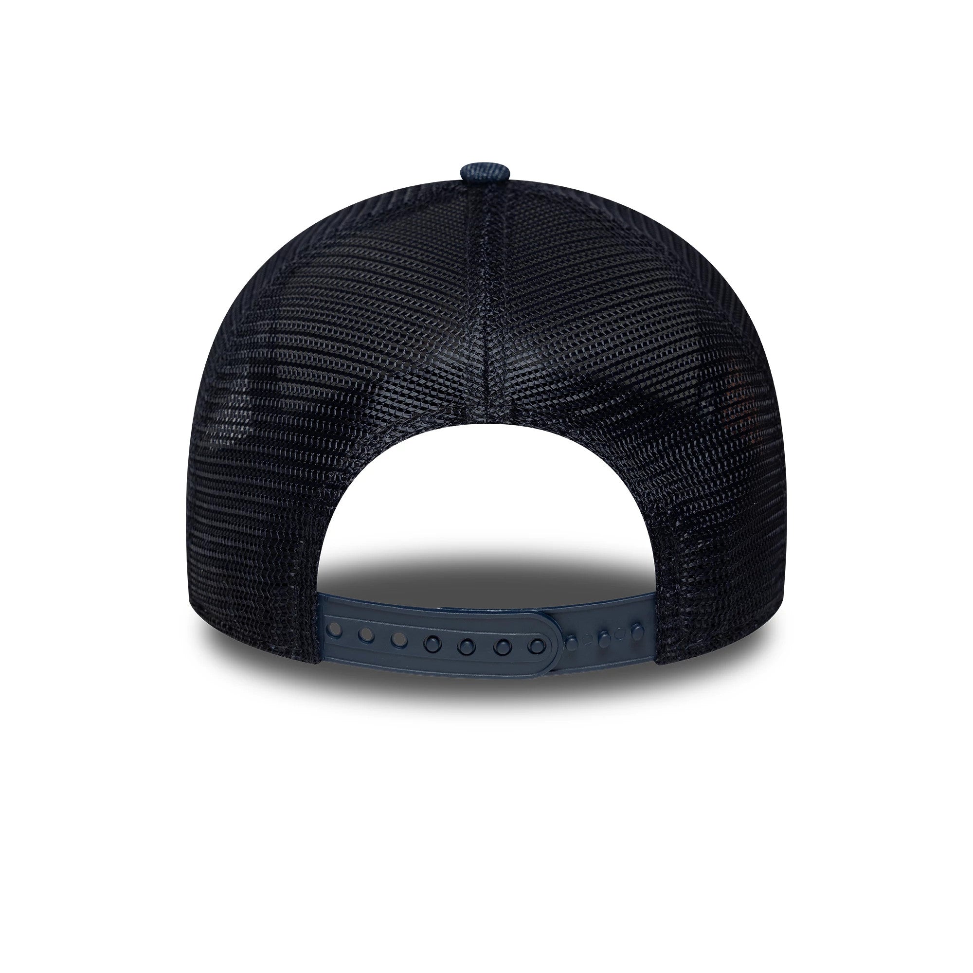 Pictured is this Visa Cash App Racing Bulls Denim 9FORTY E-Frame Trucker cap in black. 4