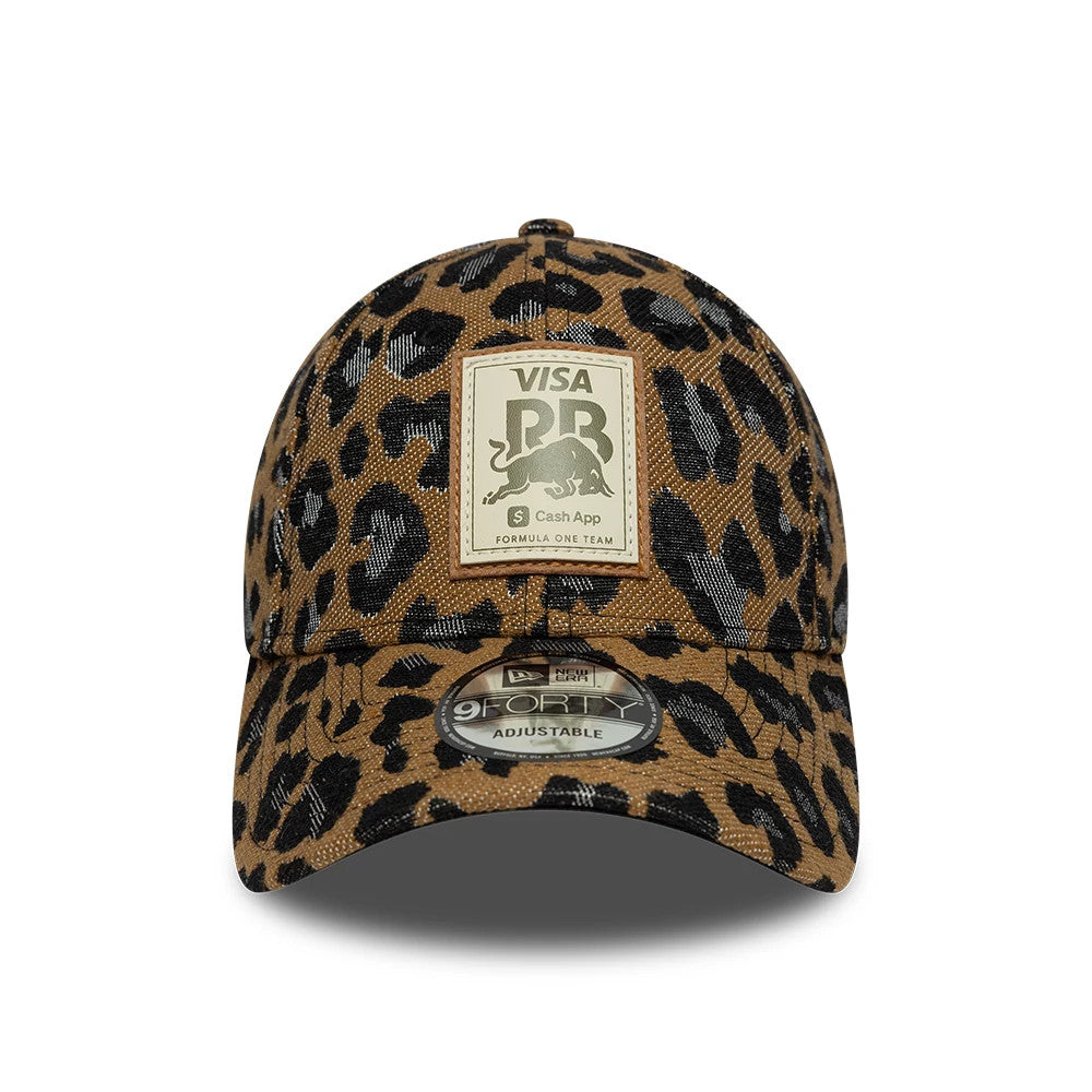 Pictured is this Womens Visa Cash App Racing Bulls Leopard 9FORTY cap in open brown. 2