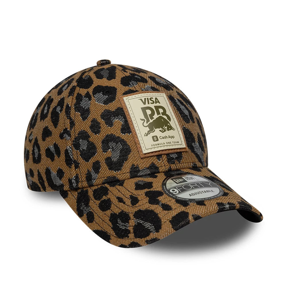 Pictured is this Womens Visa Cash App Racing Bulls Leopard 9FORTY cap in open brown. 3