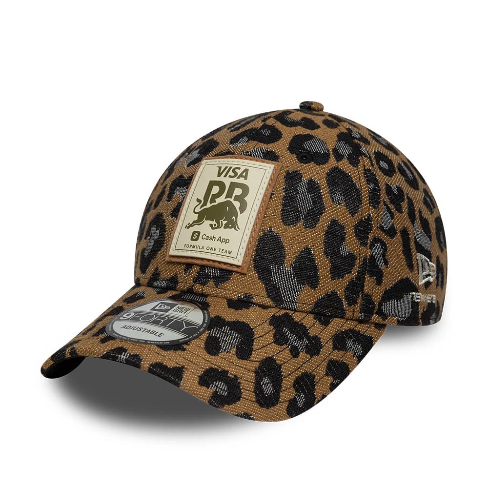 Pictured is this Womens Visa Cash App Racing Bulls Leopard 9FORTY cap in open brown. 1