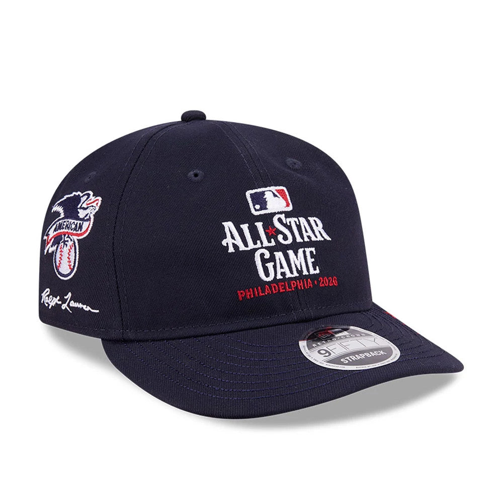 Pictured is this MLB X Ralph Lauren MLB All Star Game Logo Retro Crown 9FIFTY cap in navy. 3