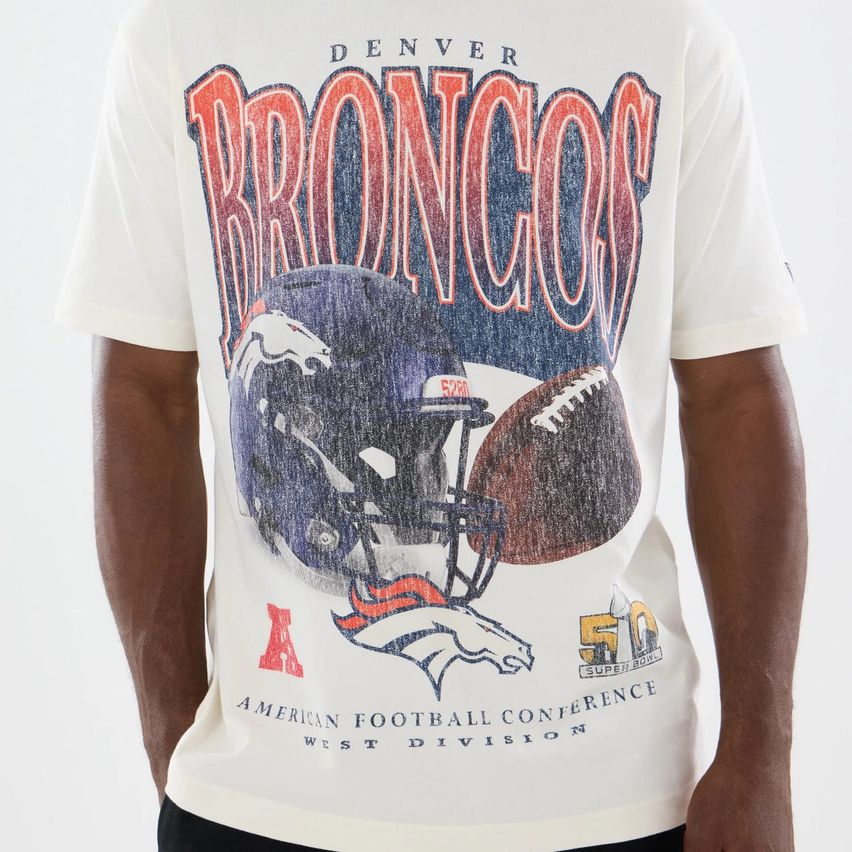 The model is wearing this NFL Sport Classic Denver Broncos T-Shirt in Cream. 4