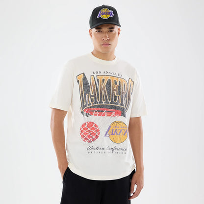 The model is wearing this NBA Sport Classic LA Lakers T-Shirt in cream. 1