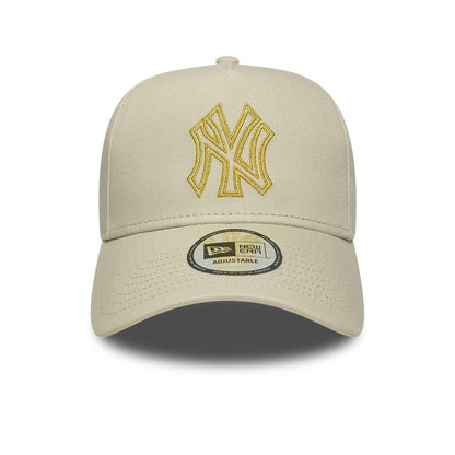 Pictured is this MLB Metallic Outline New York Yankees 9FORTY A-Frame cap in cream. 2