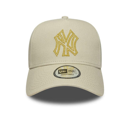 Pictured is this MLB Metallic Outline New York Yankees 9FORTY A-Frame cap in cream. 2