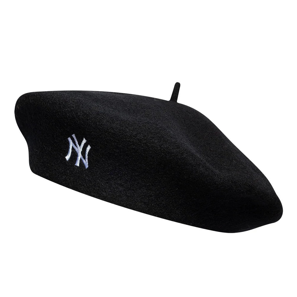 Pictured is this MLB Wool Script New York Yankees Beret in black. 1