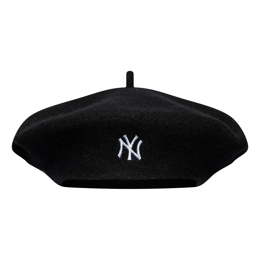 Pictured is this MLB Wool Script New York Yankees Beret in black. 2